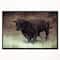 Designart - Bull Running on Vintage Paper - Animal Canvas Art Print in Black Frame